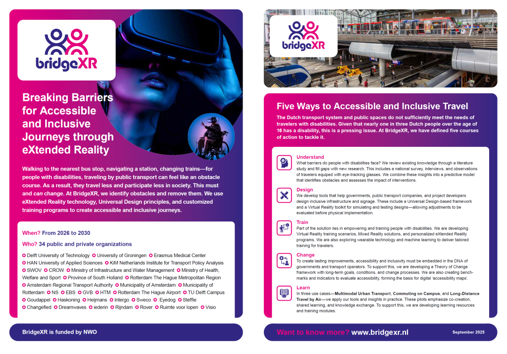 Picture of the BridgeXR leaflet (front and back page)