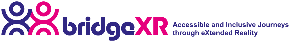 Logo of BridgeXR, with the text: Accessible and Inclusive Journeys through eXtended Reality